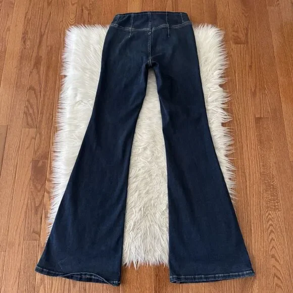 Free People We The Free Jayde Flare Jeans Dark Wash Womens Size 26 Boho Festival - Picture 5 of 15